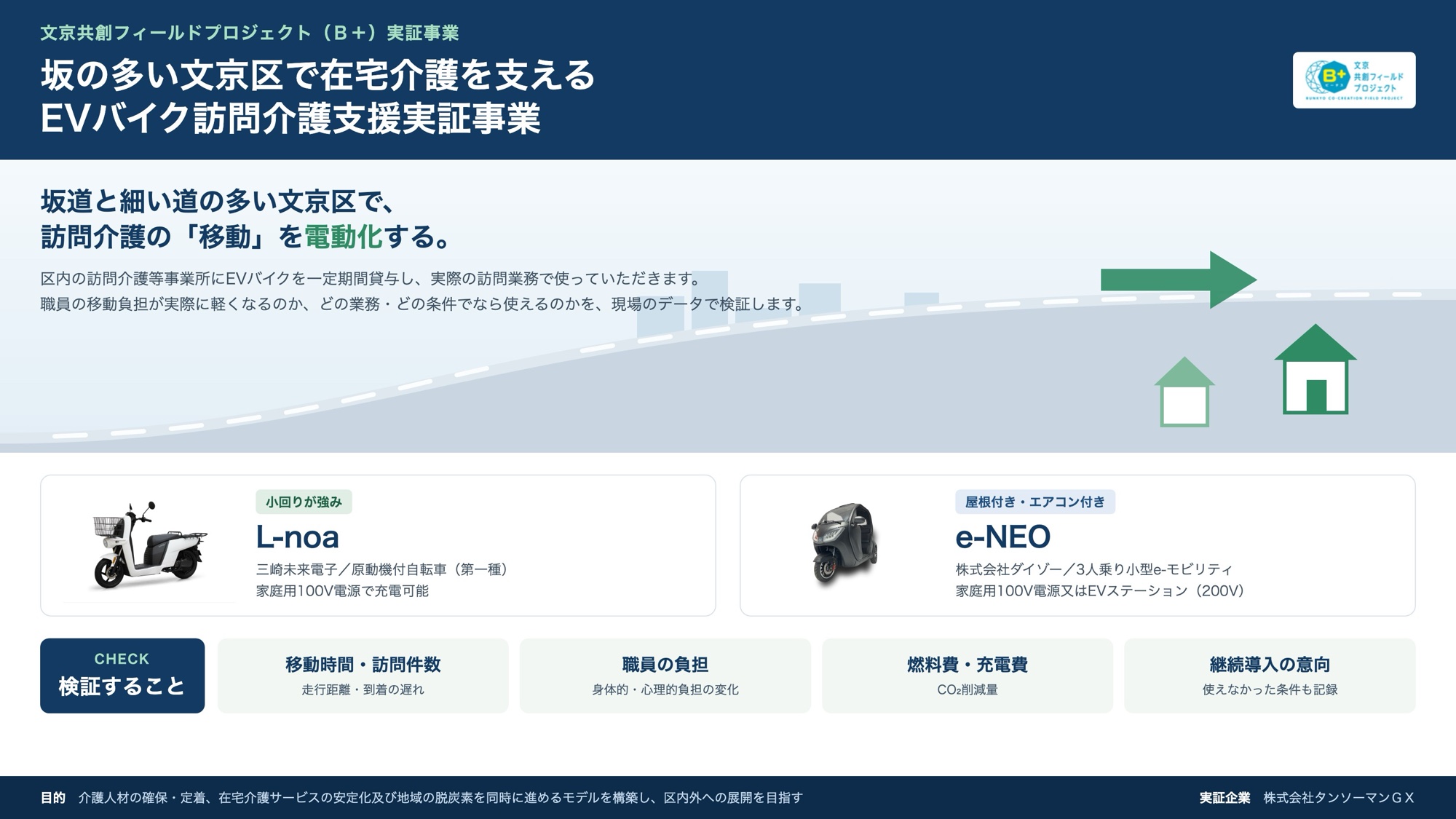 坂の多い文京区で在宅介護を支えるEVバイク訪問介護支援実証事業の概要